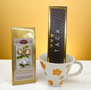 Presentset Tack (mugg, chokladpraliner och te)